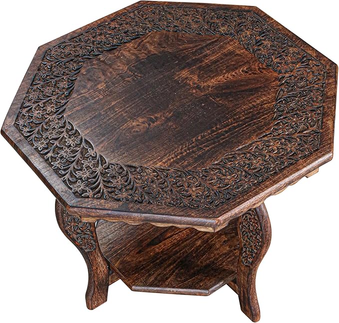 The Wooden Town Farmhouse Octagon Accent End Table, Rustic Side Table - Image 3