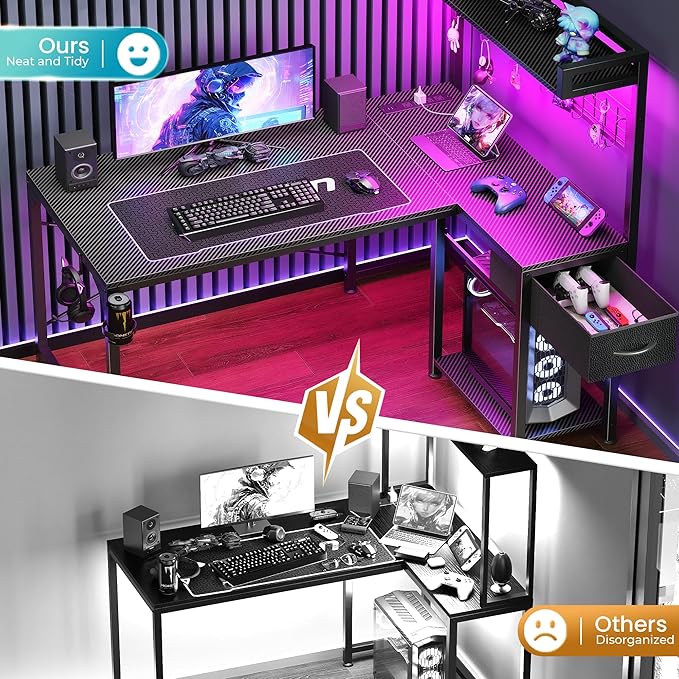 PRAISUN L Shaped Gaming Desk - Image 6