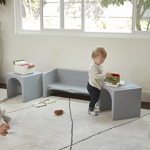 ECR4Kids Tri-Me Table and Cube Chair Set, Light Grey - Image 14