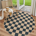 Lahome Checkered Round Rugs 6ft, Outdoor Patio Easy Jute Rug Indoor Outdoor by Lahome