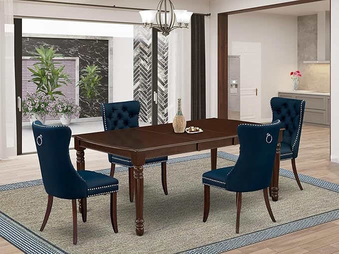 East West Furniture DODA5-MAH-29 5 Piece Kitchen Table Set Includes a Rectangle - Image 2
