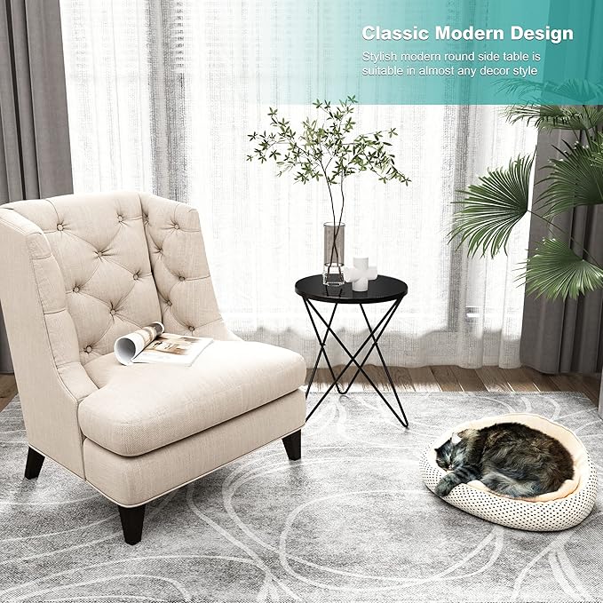 HLR Modern Round Side Table Set of 2, End Table - Image 8