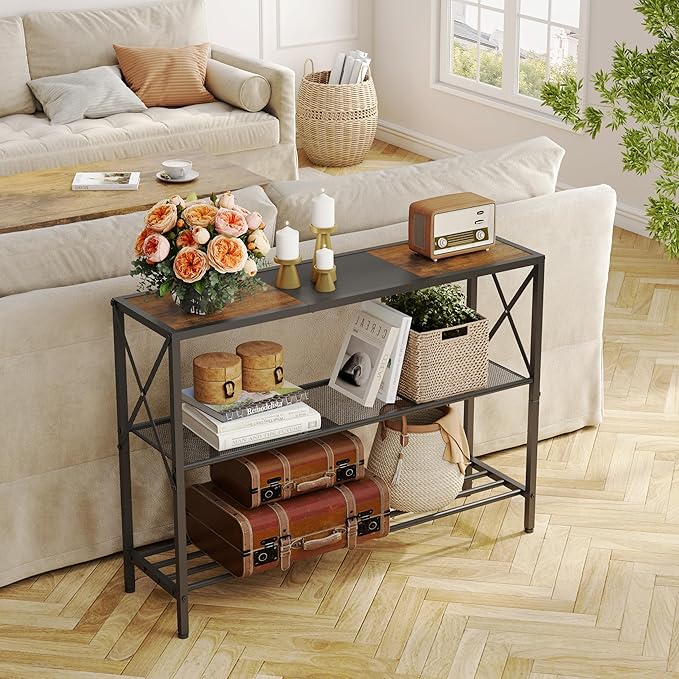 Hoctieon Industrial Console Table, 3 Tier Entryway Table, Hallway Table - Image 2