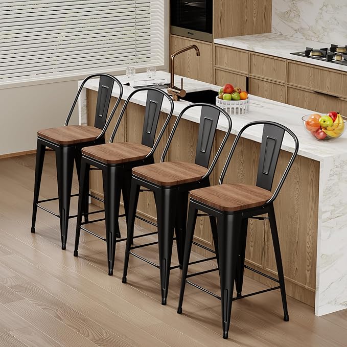 Changjie Furniture 30 Inches Metal Barstools Set of 4 Counter Height Bar Stools - Image 8
