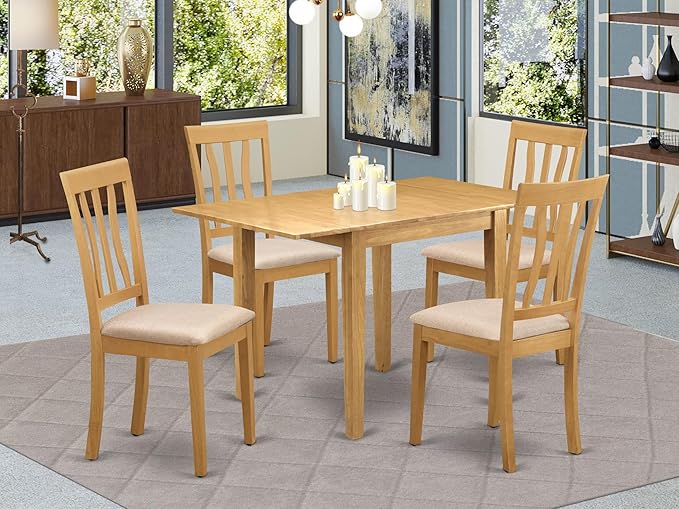East West Furniture NDAN5-OAK-LC 5 Piece Dining Set Includes a Rectangle Dining - Image 2