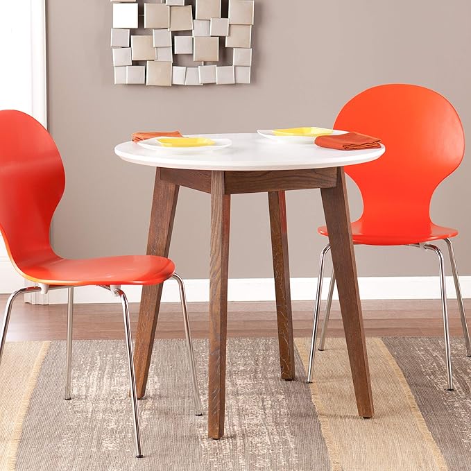 SEI Furniture Oden Two-Tone Small Space Round Dining Table, Burnt Oak - Image 2