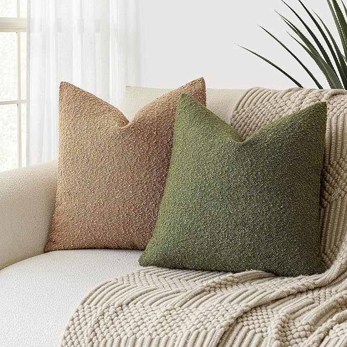Foindtower Pack of 2 Modern Textured Boucle Throw Pillow Covers Accent Solid - Image 4