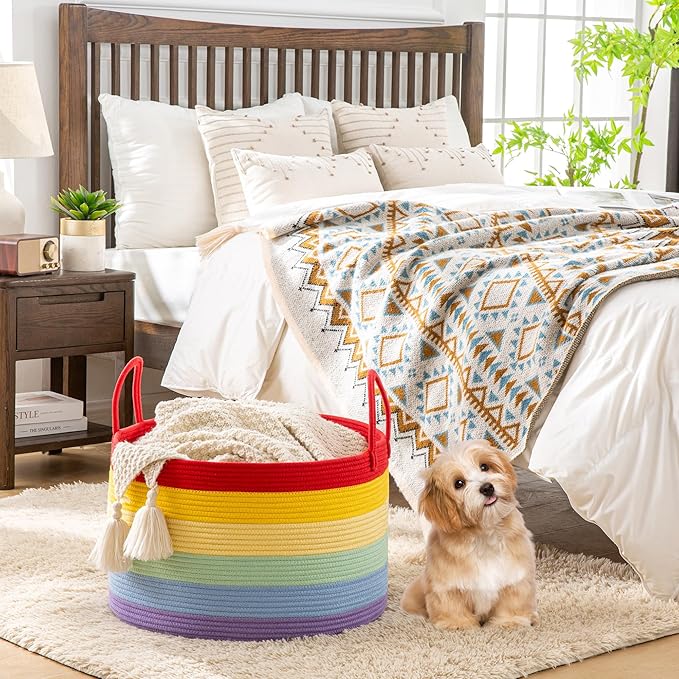 KAKAMAY Large Blanket Basket, Woven Baskets - Image 5