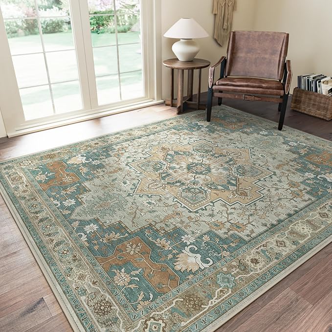 GENIMO 8x10 Area Rugs for Living Room, Machine Washable Non Slip Vintage Rugs by GENIMO