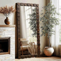 56x24 Inch Handcrafted Solid Wood Square Wall Mirror by AMOISE