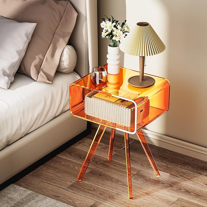 Acrylic Side Table, Acrylic Nightstand Bedside Table - Image 5