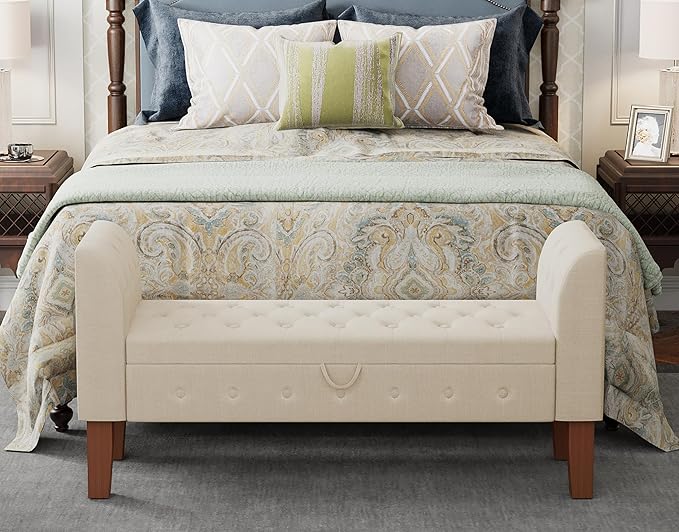 Awonde Storage Bench for Bedroom End of Bed Button Tufted Upholstered Bench - Image 3