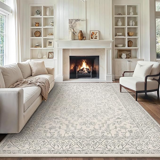 GENIMO 10x14 Area Rugs for Living Room, Machine Washable Non Slip Vintage Rugs by GENIMO