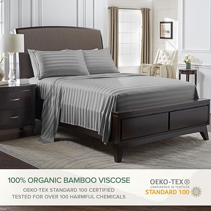 Split King Sheets by Pure Bamboo, Genuine 100% Organic Viscose Derived from - Image 2
