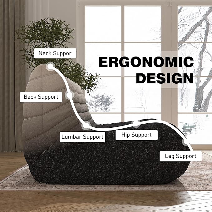 Bean Bag Chair, Loveseat Fireside Chair Bean Bag Sofa Large Bean Bag Chair - Image 5
