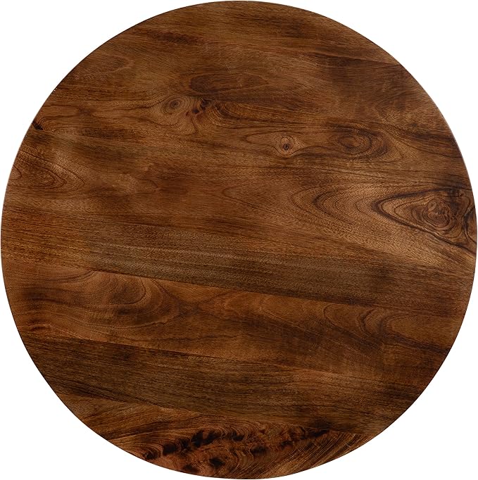 Kate and Laurel Aja Bohemian Round Wood Coffee Table; 26 inch Diameter; Walnut - Image 9