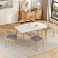5-Piece Dining Set, Mid-Century Modern Solid Wood Table & Chair Set by Merax
