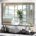 Hasipu Black Bathroom Mirror for Wall, 55 x 36 Inch Metal Framed Bathroom by Whatssuitableisthebest