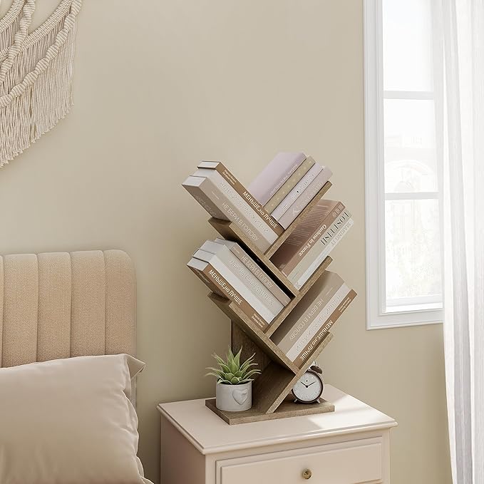 Hoctieon 4 Tier Tree Bookshelf, 4 Shelf Bookcase, Modern Book Storage, Free - Image 2