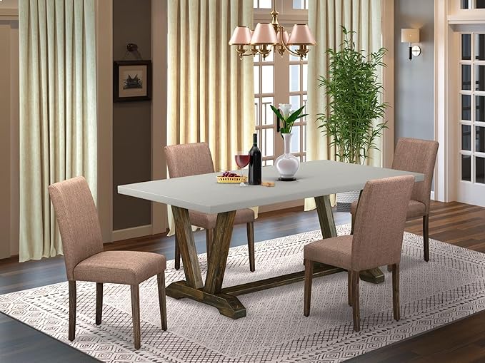 East West Furniture V797AB747-5 5 Piece Modern Dining Table Set Includes a - Image 2