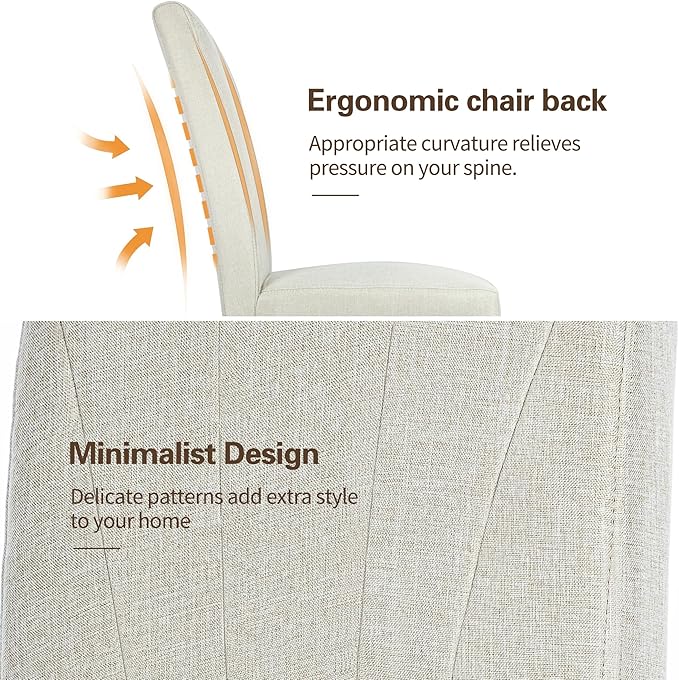 VECELO Upholstered Dining Chairs Set of 2, Modern Fabric and High Back & Solid - Image 6