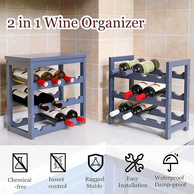 Wine Rack, 6 Tier 24 Bottles Bamboo Wine Organizer Holder, Floor Freestanding - Image 4