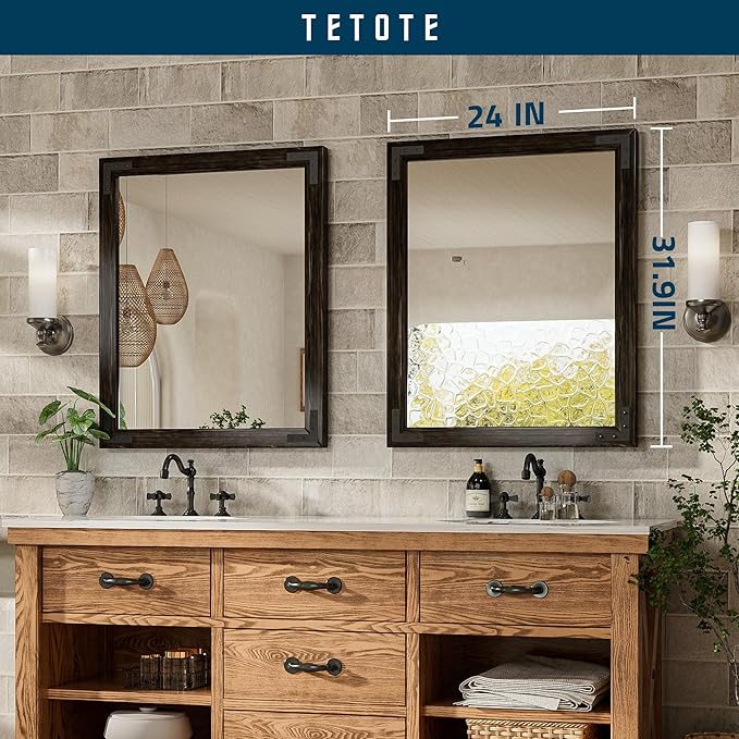 TETOTE 24 x 32 Black Wood Framed Mirror - Image 8