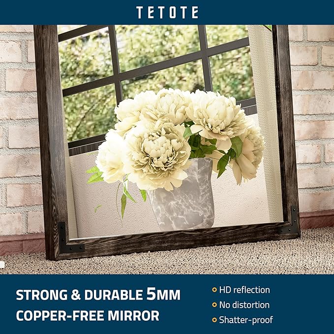 TETOTE 48 x 30 Black Wood Mirror - Image 5