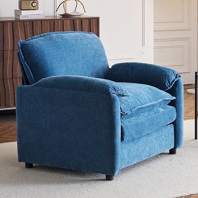 Ball & Cast 38" Oversized Chenille Lounge Chair, Reading Armchair - Image 4