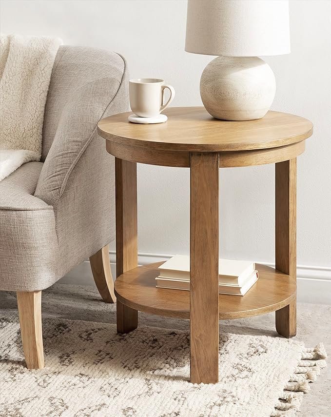 Kate and Laurel Foxford Tiered Round Side Table; 22 x 22 x 24; Natural Brown; - Image 2