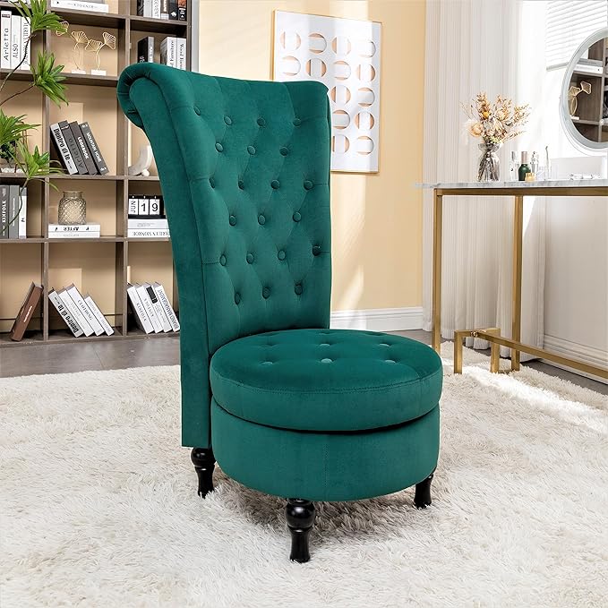Container Furniture Direct Royal High-Back Velvet Accent Chair - Image 11