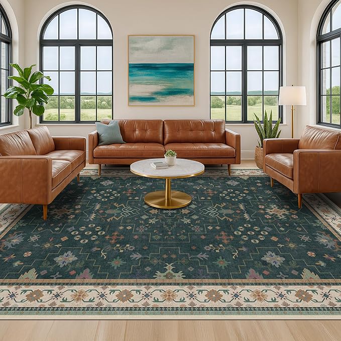 Dark Green Oushak Living Room Rug 10x12 - Image 3