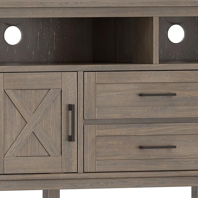 SIMPLIHOME Ela SOLID WOOD 72 inch Wide Transitional TV Media Stand in Smoky - Image 11
