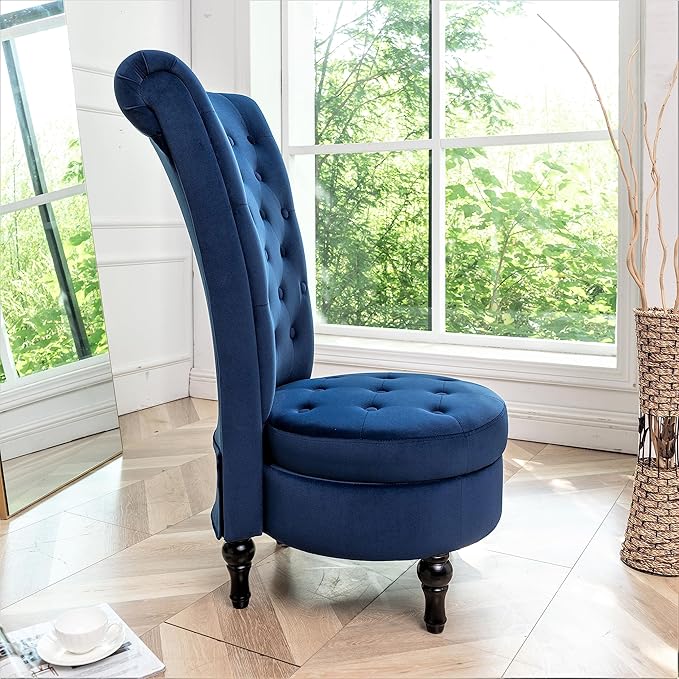 Container Furniture Direct Royal High-Back Velvet Accent Chair - Image 11