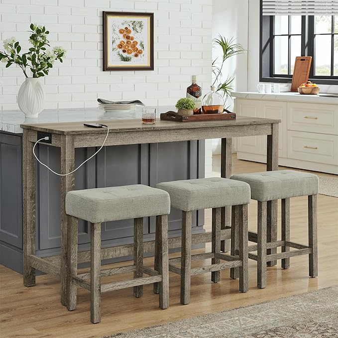 Ball & Cast 4 Piece Kitchen Dining Room Table and Chairs Set, Farmhouse Wooden - Image 2