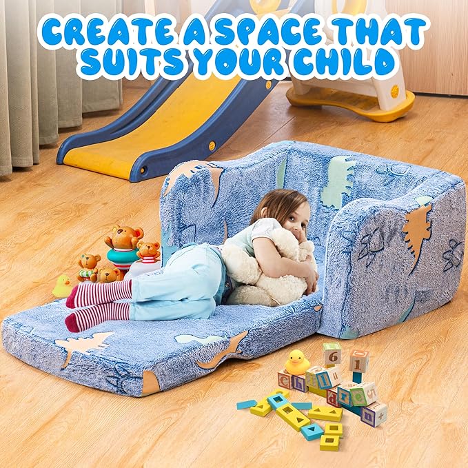 Lamerge 2-in-1 Toddler Couch, Glow in The Dark Baby Floor Bed, Foldable Toddler - Image 5