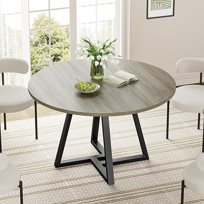 IRONCK 43" Round Dining Table for 4, Wood Kitchen Table - Image 3