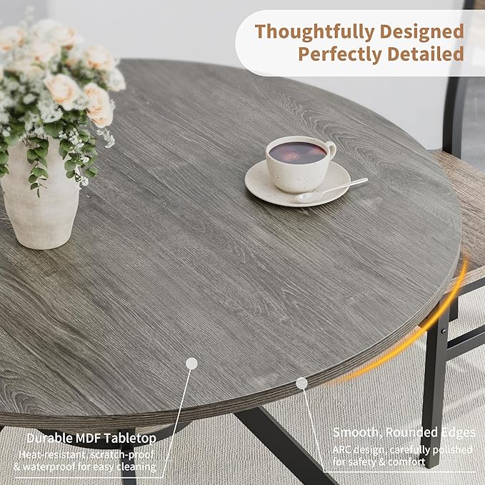 Round Dinner Table for 4, 42 Inch Kitchen & Dining Room Table - Image 9