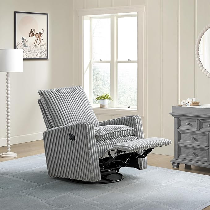 Oxford Baby Uptown Upholstered Swivel Glider and Recliner Nursery Chair - Image 5