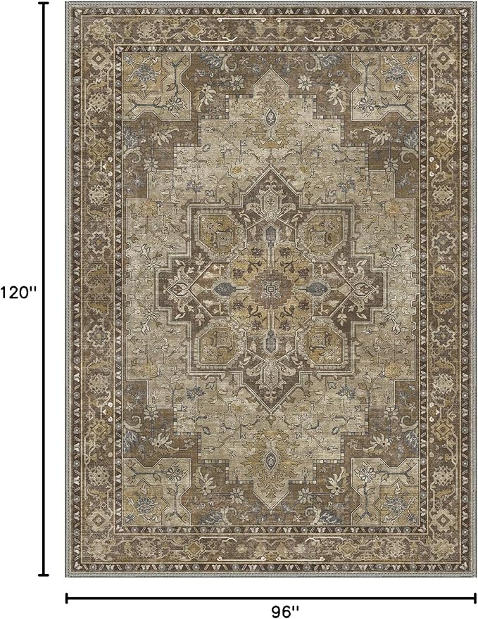 GENIMO 8x10 Area Rugs for Living Room, Machine Washable Non Slip Vintage Rugs - Image 2