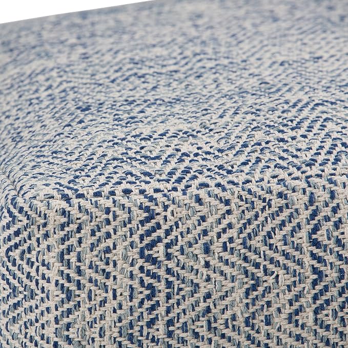 SIMPLIHOME Nate 20-inch Wide Square Pouf in Patterned Denim Mélange, Handwoven - Image 5