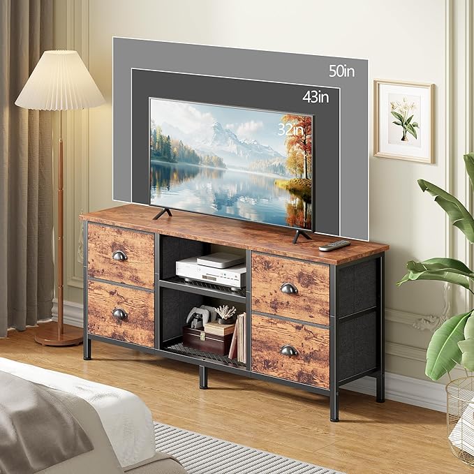 Furologee TV Stand with 4 Drawers, 43 Inch Entertainment Center with Open - Image 4