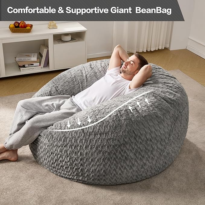 Hobestluk 5ft Bean Bag Chairs for Adults Large Beanbag Chair - Image 6