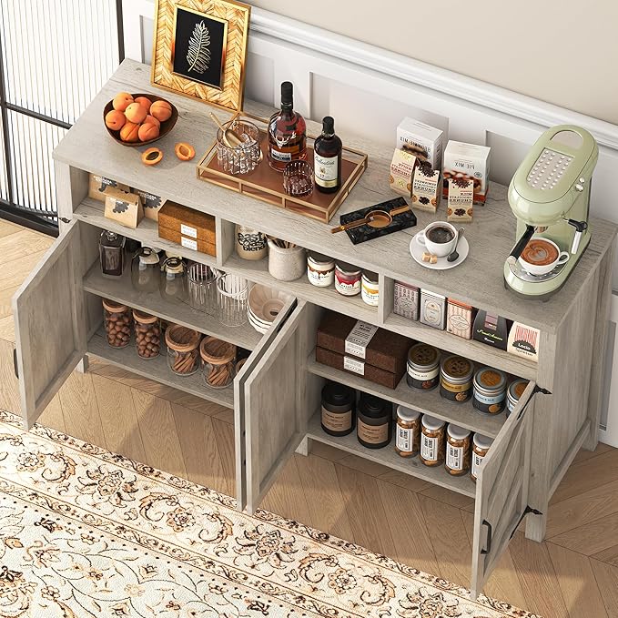 Buffet Cabinet with Storage Farmhouse with 4 Doors, Dining Room - Image 7