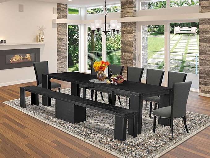 X07VE-B06-50 - 9-Pc Dining Room Table Set a Rectangular Dining Table and wooden by LuxebyEastWestFurniture