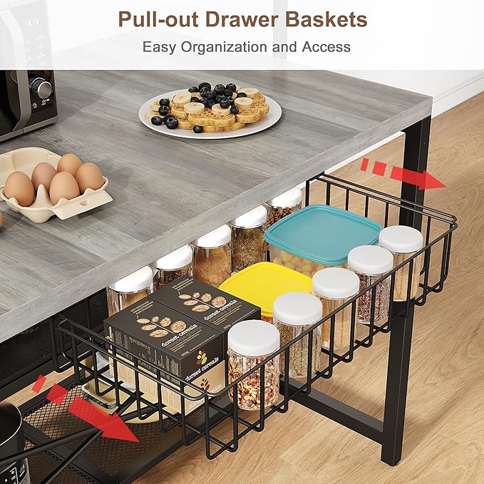 46" Large Kitchen Island Table Baker Rack - Image 7