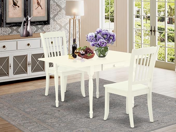 East West Furniture MZDA3-LWH-W 3 Piece Dining Room Furniture Set Contains a - Image 2
