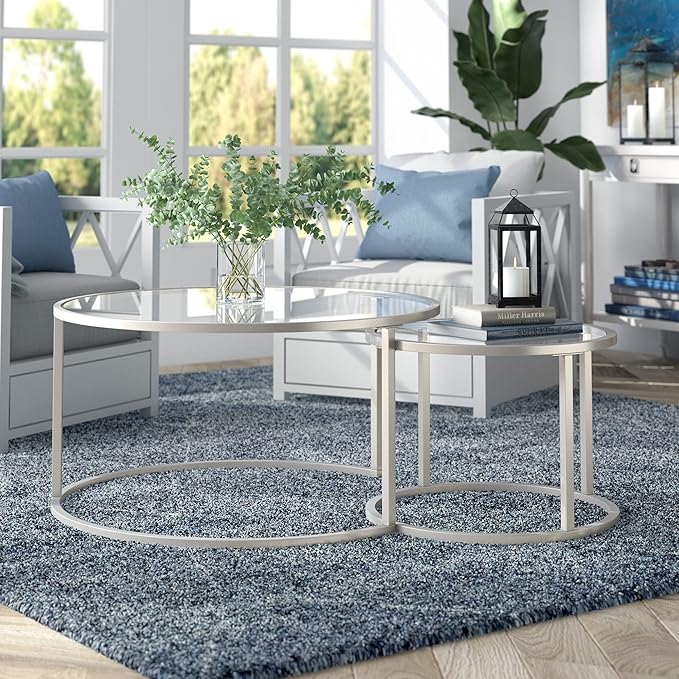 Watson Round Nested Coffee Table in Satin Nickel - Image 7