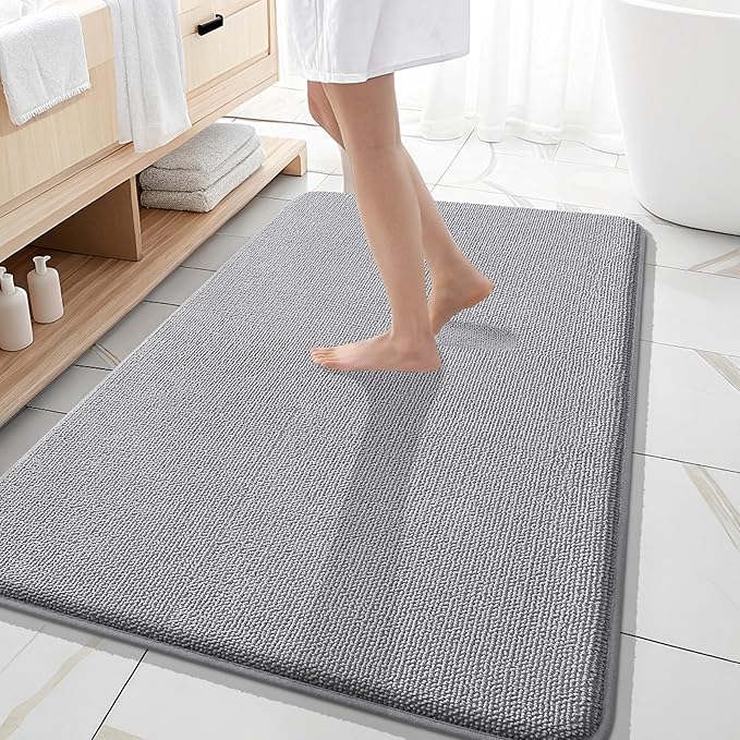 OLANLY Thick Memory Foam Bath Mat Rug 59x35, Extra Soft Absorbent Bathroom Rugs by OLANLY