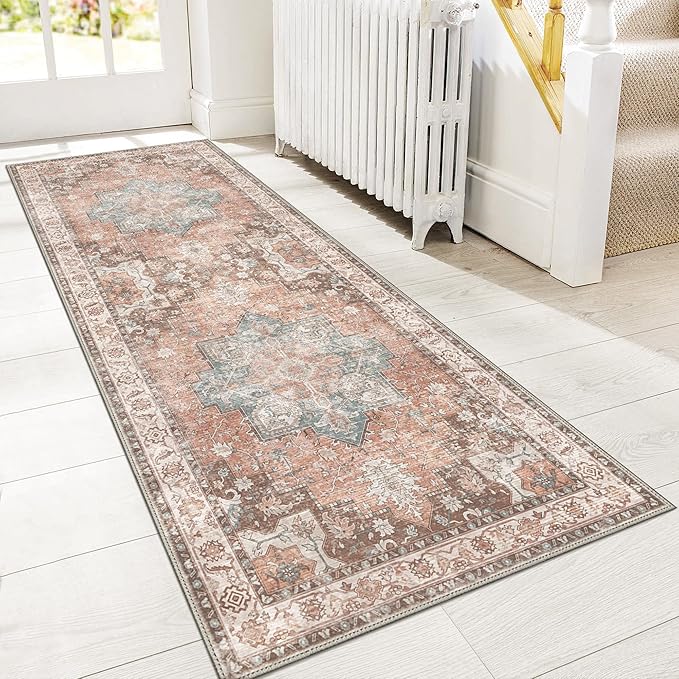 GENIMO 2x10 Runner Rugs for Hallway, Machine Washable Non Slip Vintage Rugs by GENIMO